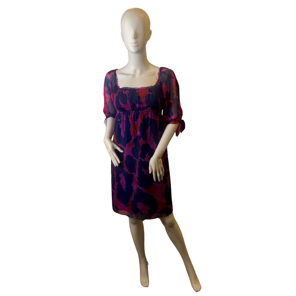 Diane Von Furstenberg Silk Genesis Dress Size 8 – Magenta & Navy Cheetah Print - Picture 4 of 11